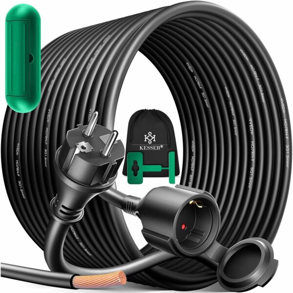 KESSER® Verlängerungskabel 30 m IP44 Schuko – wetterfest, Baustellen & Innen/Outdoor