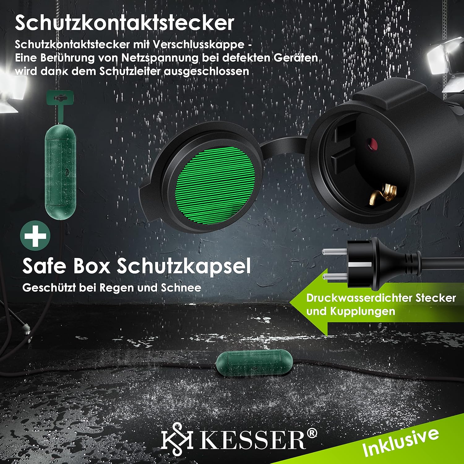 KESSER® Verlängerungskabel 30 m IP44 Schuko – wetterfest, Baustellen & Innen/Outdoor