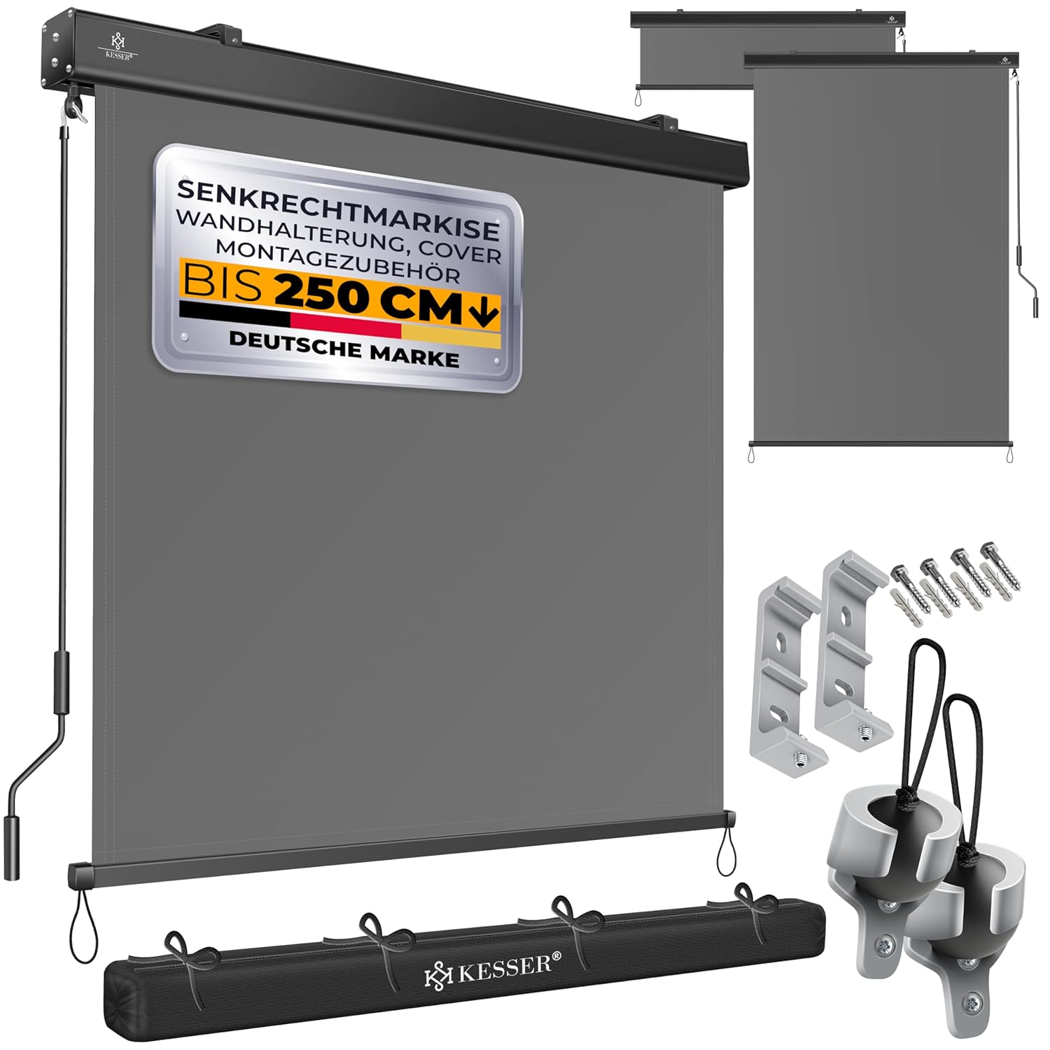 KESSER® Vertikalschattentuch 200x250 cm Handrad, Sonnenschutz, Privatsphäre