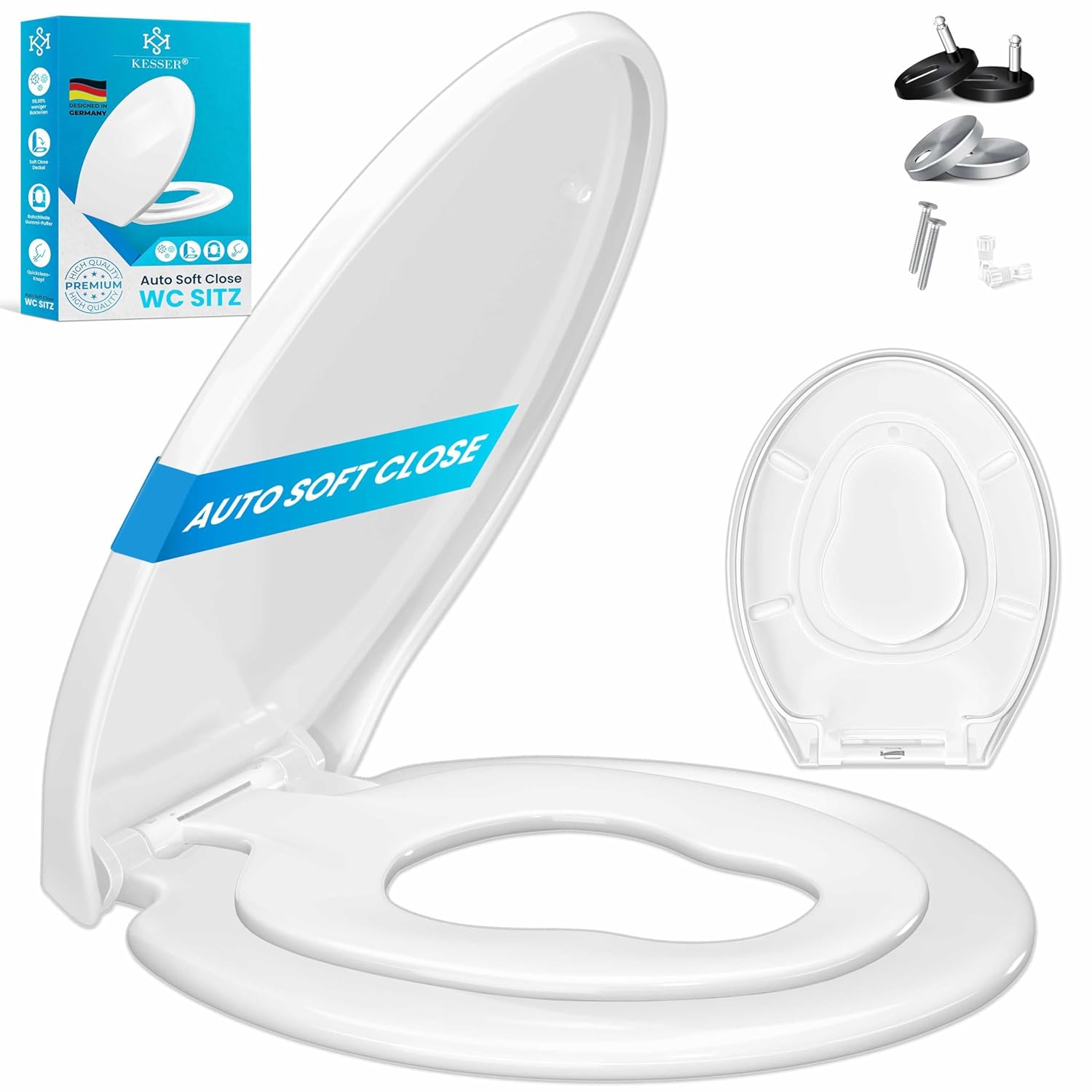 KESSER® WC-Sitz Soft-Close Schnellverschluss Duroplast Edelstahl-Anschlüsse Kinder