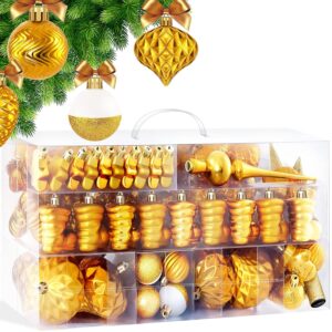 KESSER® Weihnachtskugeln 101 Gold, schalldicht, mit Baumspitze