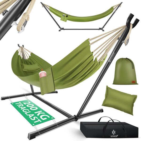 KESSER® XXL Hängematte mit Rahmen, 2 Personen, 200 kg Tragkraft, Indoor/Outdoor