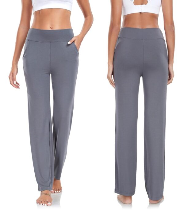 KESSER Yogahose Damen Verdickte Modal‑Taschen Straight Leg Lang